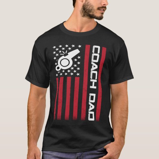 4th of July US Flag Coach Dad  For Father's Day Tシャツ (正面)