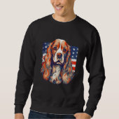 4th Of July US Flag Cocker Spaniel Dog スウェットシャツ (正面)