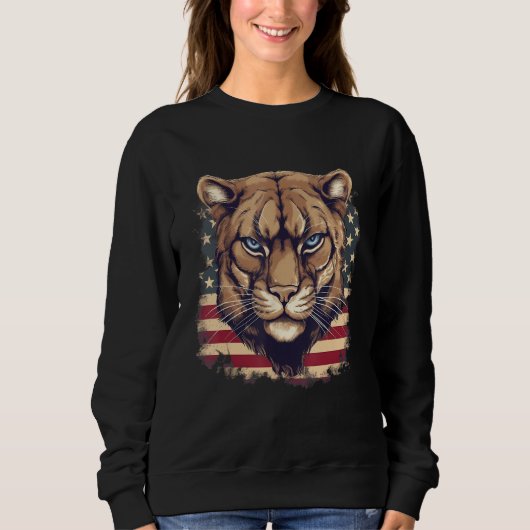 4th Of July US Flag Cougar スウェットシャツ (正面)