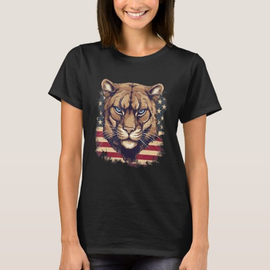 4th Of July US Flag Cougar Tシャツ (正面)