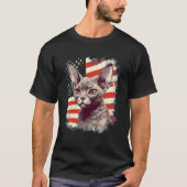 4th Of July US Flag Devon Rex Cat Tシャツ (正面)
