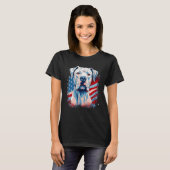 4th Of July US Flag Dogo Argentino Dog 1 Tシャツ (正面フル)