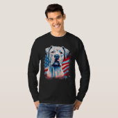 4th Of July US Flag Dogo Argentino Dog 1 Tシャツ (正面フル)
