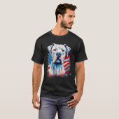 4th Of July US Flag Dogo Argentino Dog 1 Tシャツ (正面フル)