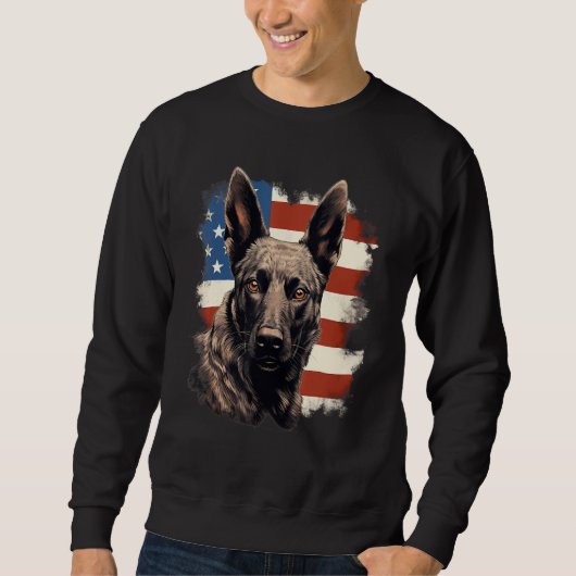 4th Of July US Flag Dutch Shepherd Dog 1 スウェットシャツ (正面)