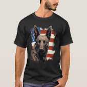 4th Of July US Flag Dutch Shepherd Dog 1 Tシャツ (正面)