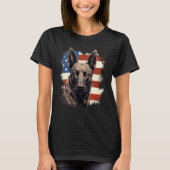 4th Of July US Flag Dutch Shepherd Dog 1 Tシャツ (正面)
