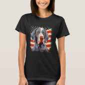 4th Of July US Flag English Pointer Dog Tシャツ (正面)