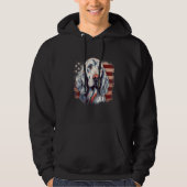 4th Of July US Flag English Setter Dog パーカ (正面)