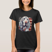 4th Of July US Flag English Setter Dog Tシャツ (正面)
