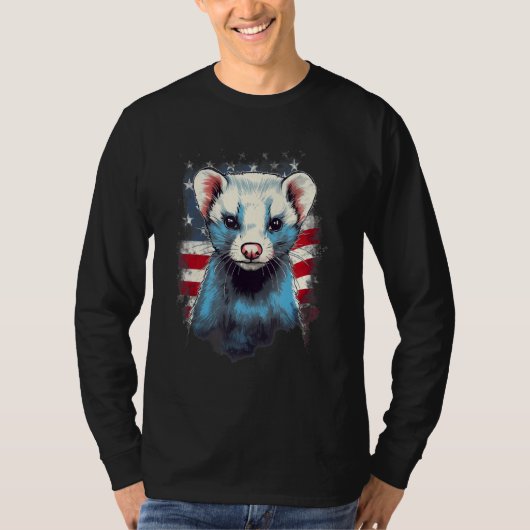 4th Of July US Flag Ferret 1 Tシャツ (正面)