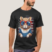 4th Of July US Flag Gerbil 2 Tシャツ (正面)