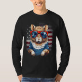 4th Of July US Flag Gerbil 2 Tシャツ (正面)