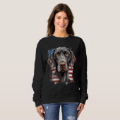 4th Of July US Flag German Shorthaired Pointer Dog スウェットシャツ (正面フル)