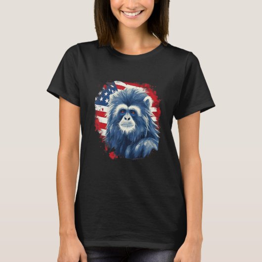 4th Of July US Flag Gibbon Tシャツ (正面)