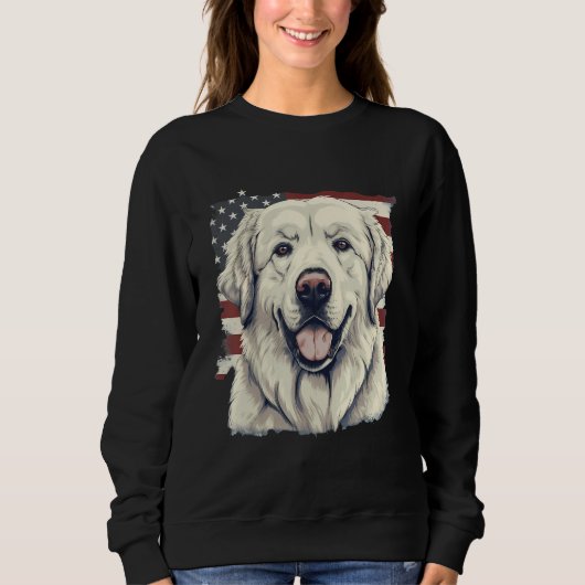 4th Of July US Flag Great Pyrenees Dog 1 スウェットシャツ (正面)