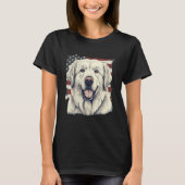 4th Of July US Flag Great Pyrenees Dog 1 Tシャツ (正面)