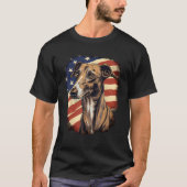 4th Of July US Flag Greyhound Dog 2 Tシャツ (正面)