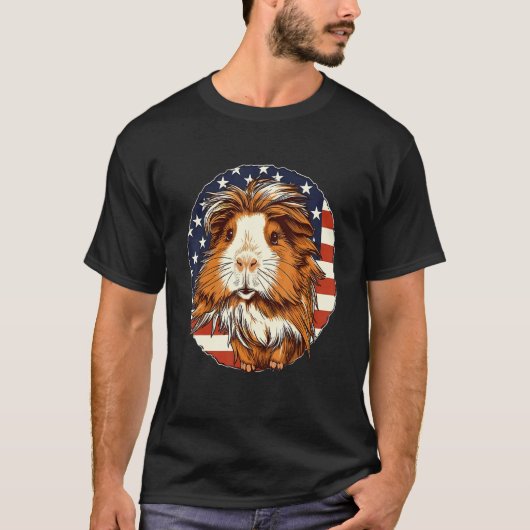 4th Of July US Flag Guinea Pig Tシャツ (正面)