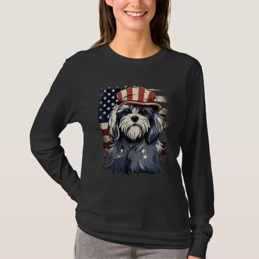 4th Of July US Flag Havanese Dog Tシャツ (正面)