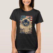4th Of July US Flag Himalayan Cat Tシャツ (正面)