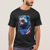 4th Of July US Flag Honey Badger Tシャツ (正面)