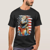 4th Of July US Flag Iguana Tシャツ (正面)