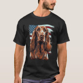 4th Of July US Flag Irish Setter Dog 1 Tシャツ (正面)