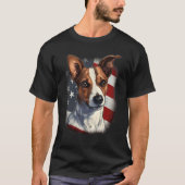 4th Of July US Flag Jack Russell Dog Tシャツ (正面)