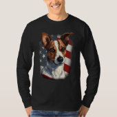 4th Of July US Flag Jack Russell Dog Tシャツ (正面)
