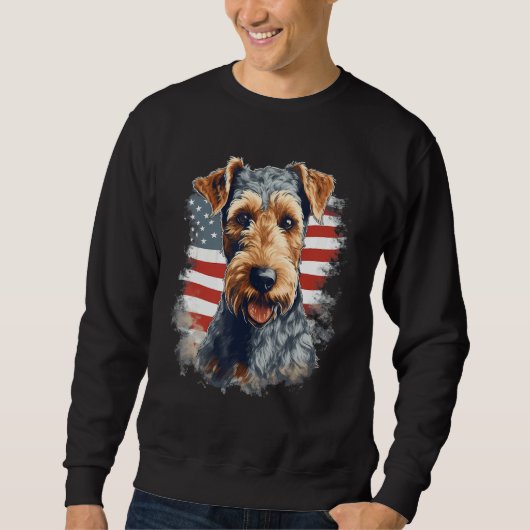 4th Of July US Flag Lakeland Terrier Dog 1 スウェットシャツ (正面)