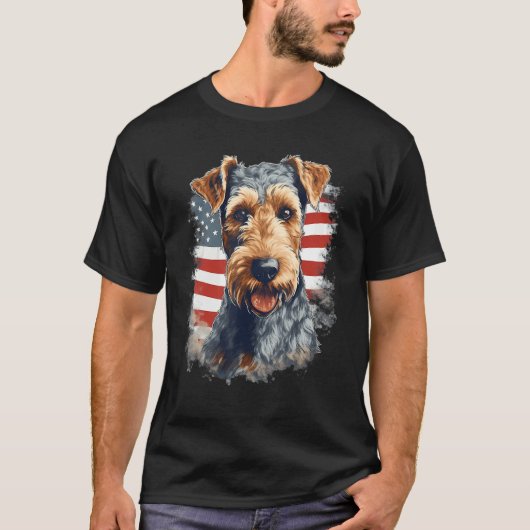 4th Of July US Flag Lakeland Terrier Dog 1 Tシャツ (正面)