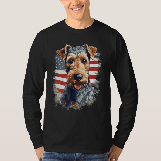 4th Of July US Flag Lakeland Terrier Dog 1 Tシャツ (正面)