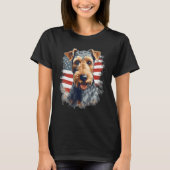 4th Of July US Flag Lakeland Terrier Dog 1 Tシャツ (正面)