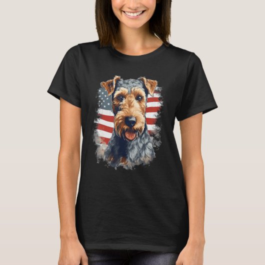 4th Of July US Flag Lakeland Terrier Dog 1 Tシャツ (正面)
