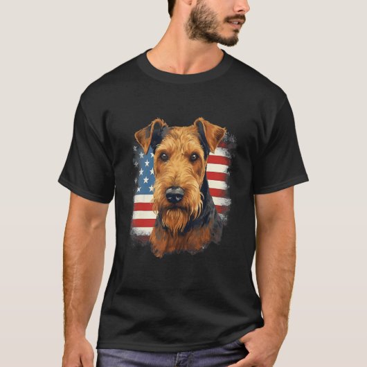 4th Of July US Flag Lakeland Terrier Dog Tシャツ (正面)