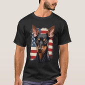 4th Of July US Flag Miniature Pinscher Dog 1 Tシャツ (正面)