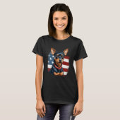 4th Of July US Flag Miniature Pinscher Dog 2 Tシャツ (正面フル)