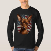 4th Of July US Flag Miniature Pinscher Dog Tシャツ (正面)