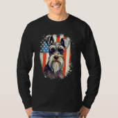 4th Of July US Flag Miniature Schnauzer Dog 3 Tシャツ (正面)
