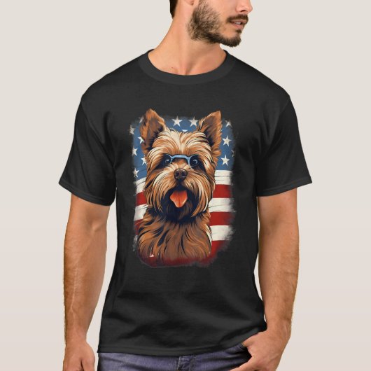 4th Of July US Flag Norfolk Terrier Dog Tシャツ (正面)