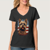 4th Of July US Flag Norfolk Terrier Dog Tシャツ (正面)