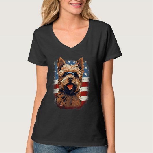 4th Of July US Flag Norfolk Terrier Dog Tシャツ (正面)