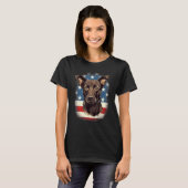 4th Of July US Flag Patterdale Terrier Dog 1 Tシャツ (正面フル)
