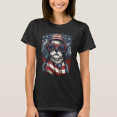 4th Of July US Flag Peekapoo Dog Tシャツ (正面)