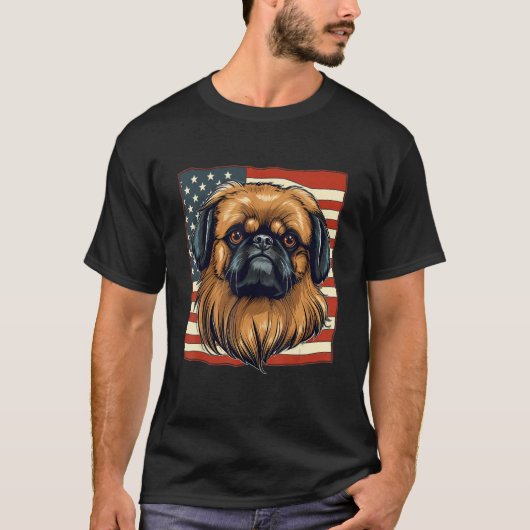 4th Of July US Flag Pekingese Dog Tシャツ (正面)