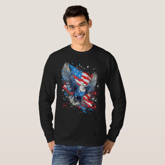 4th Of July US Flag Pigeon Tシャツ (正面フル)