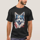 4th Of July US Flag Pomsky Dog Tシャツ (正面)
