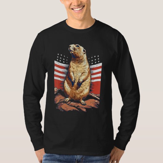 4th Of July US Flag Prairie Dog 1 Tシャツ (正面)