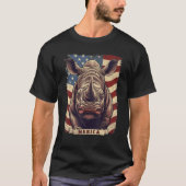 4th Of July US Flag Rhino Tシャツ (正面)